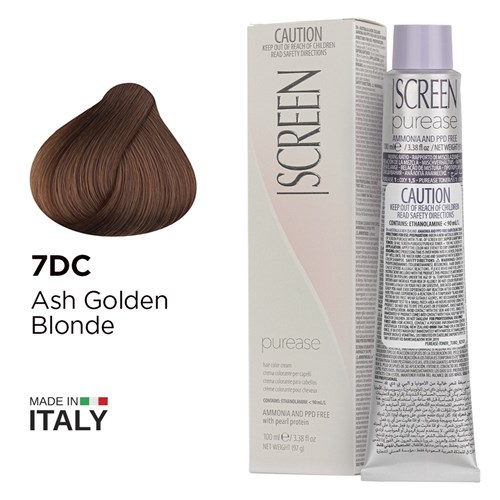 Screen purease color cream 7dc ash golden blonde