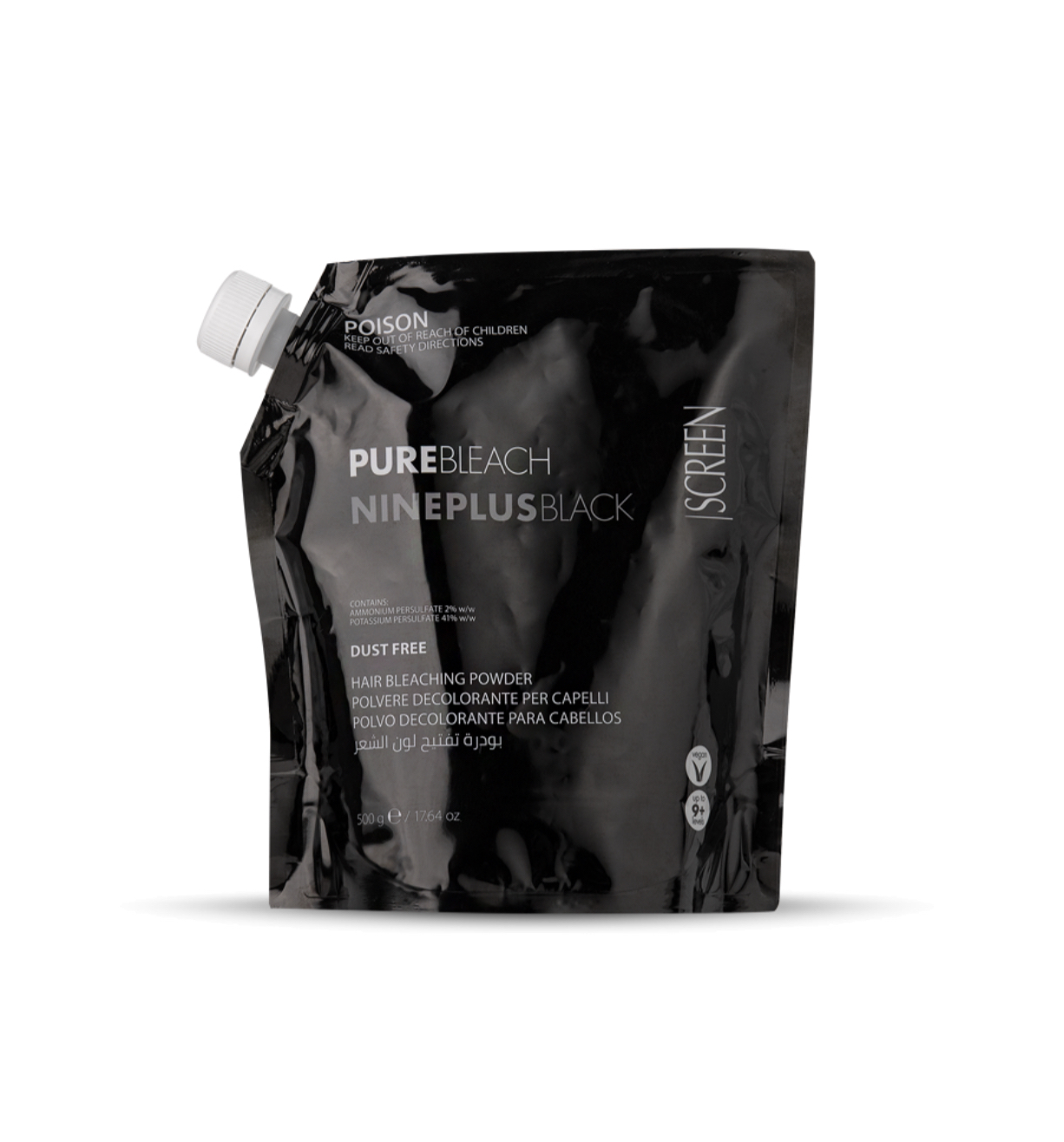 Screen pure bleach nineplus black 500gram